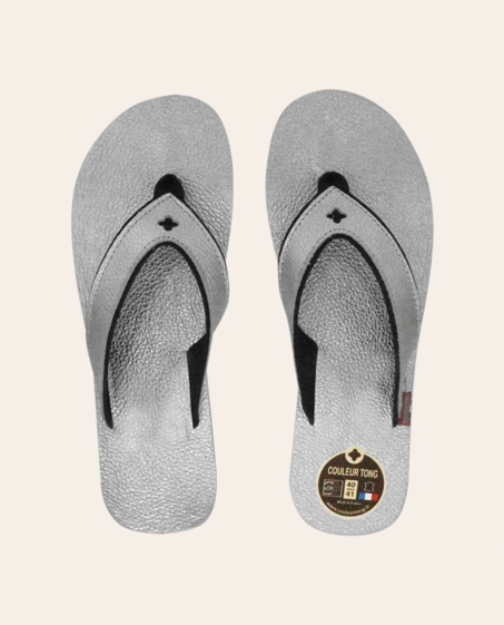 Couleur Tong - Tong Cuir Metallisé PIANA Argent – 40-41