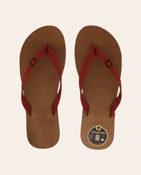 Couleur Tong - Tong Cuir Tannage Végétal TIARE Bordeaux – 40-41