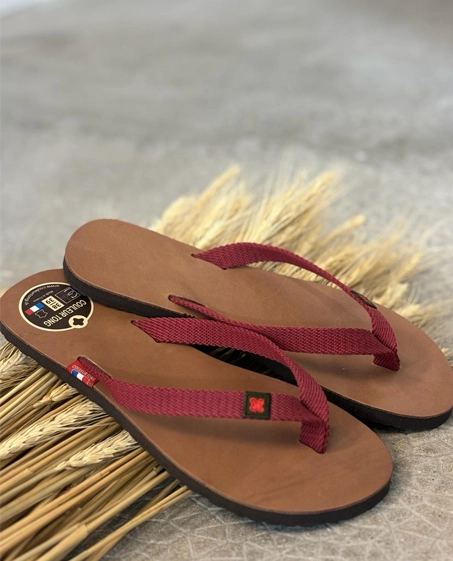 Couleur Tong - Tong Cuir Tannage Végétal TIARE Bordeaux – 40-41