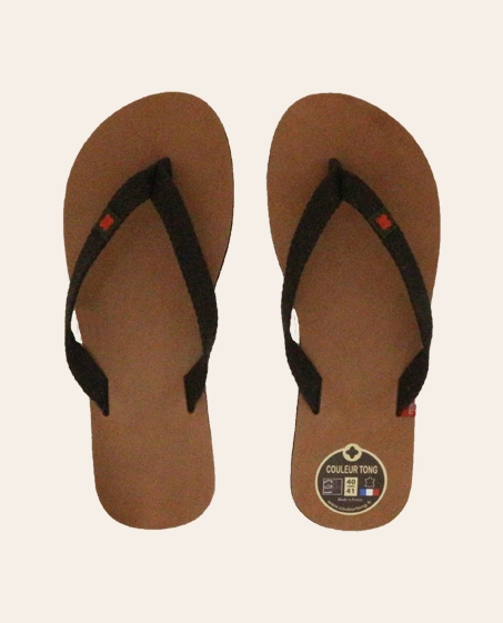 Couleur Tong - Tong Cuir Tannage Végétal TIARE Chocolat – 40-41