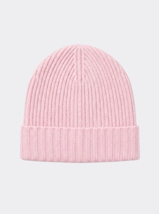 MAISON SOLFIN - Bonnet femme en laine mérinos rose doux