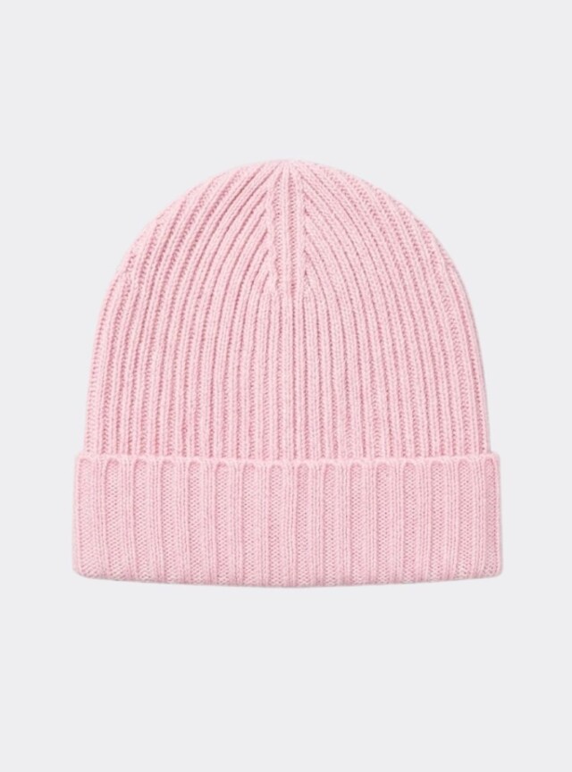 Bonnet femme en laine mérinos rose doux par la marque MAISON SOLFIN MAISON SOLFIN - Bonnet femme en laine mérinos rose doux