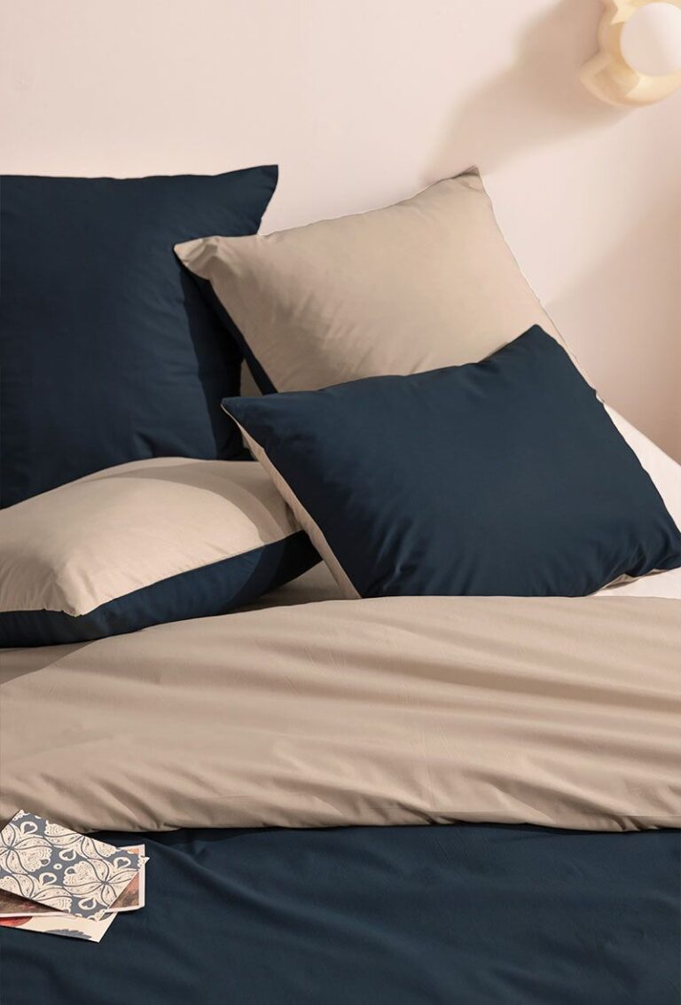 A demain - Parure percale bio Anthracite/Nuit - 260x240 cm + 65x65 cm (x2)