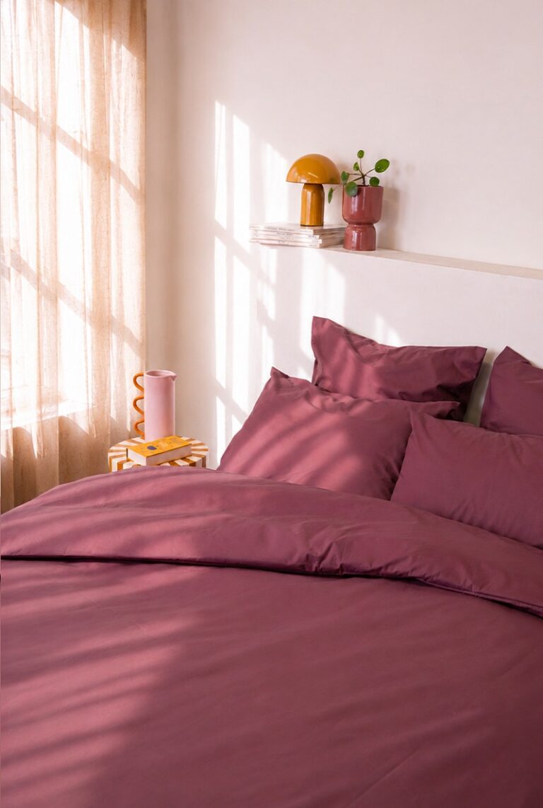A demain - Parure de coton biologique Prune - 240x220 cm + 65x65 cm