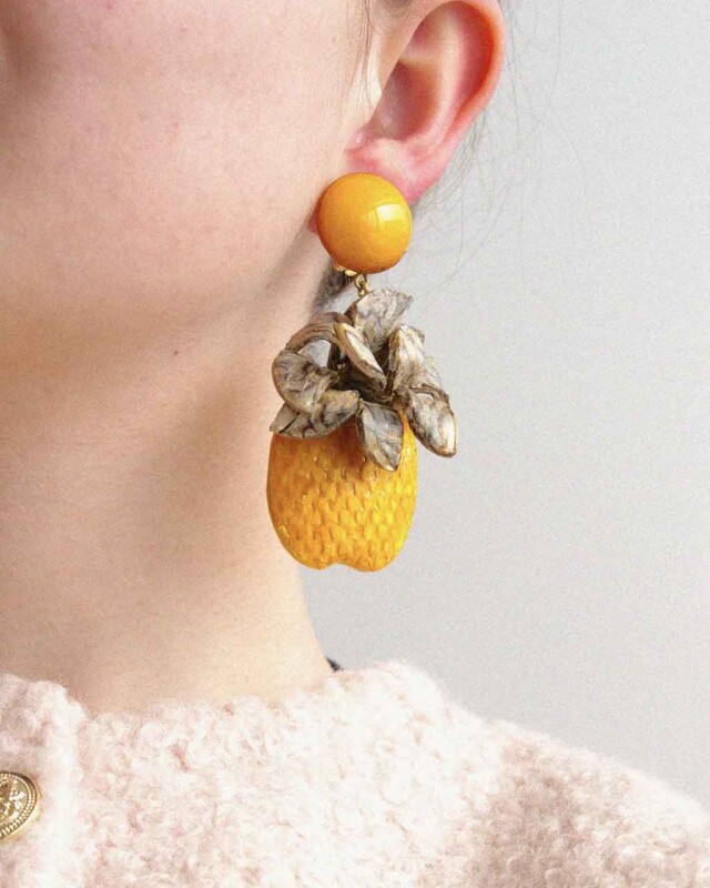 Ciléa Bijoux - Boucles d'oreilles pendantes Ananas - Maxi – Tiges (oreilles percées)