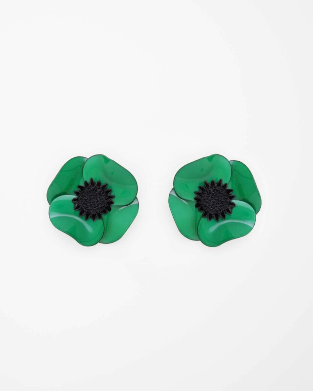 Ciléa Paris - Boucles d'oreilles courtes Anémone - Grandes – Dormeuse (Oreilles percées) / Noir
