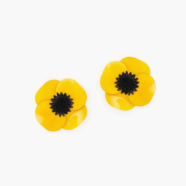 Ciléa Paris - Boucles d'oreilles courtes Anémone - Grandes – Dormeuse (Oreilles percées) / Noir
