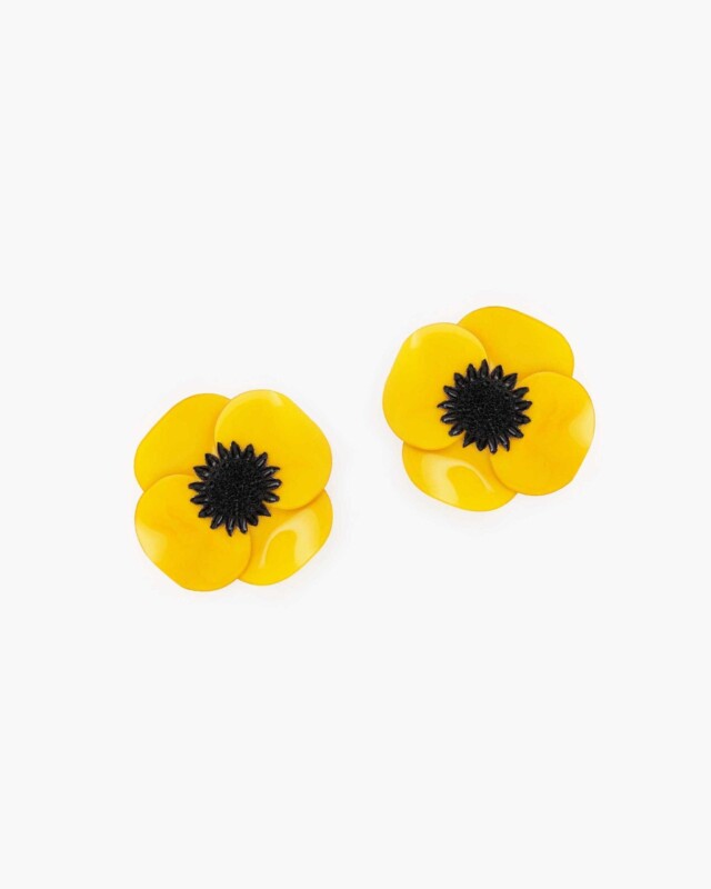 Ciléa Paris - Boucles d'oreilles courtes Anémone - Grandes – Dormeuse (Oreilles percées) / Noir