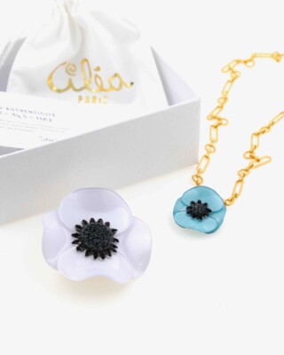 Ciléa Paris - Coffret cadeau personnalisé Anémone broche + mini pendentif
