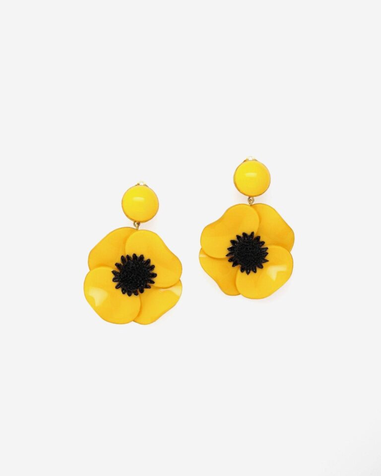 Ciléa Paris - Boucles d'oreilles pendantes Anémone - Grand – Tige (Oreilles percées) / Noir