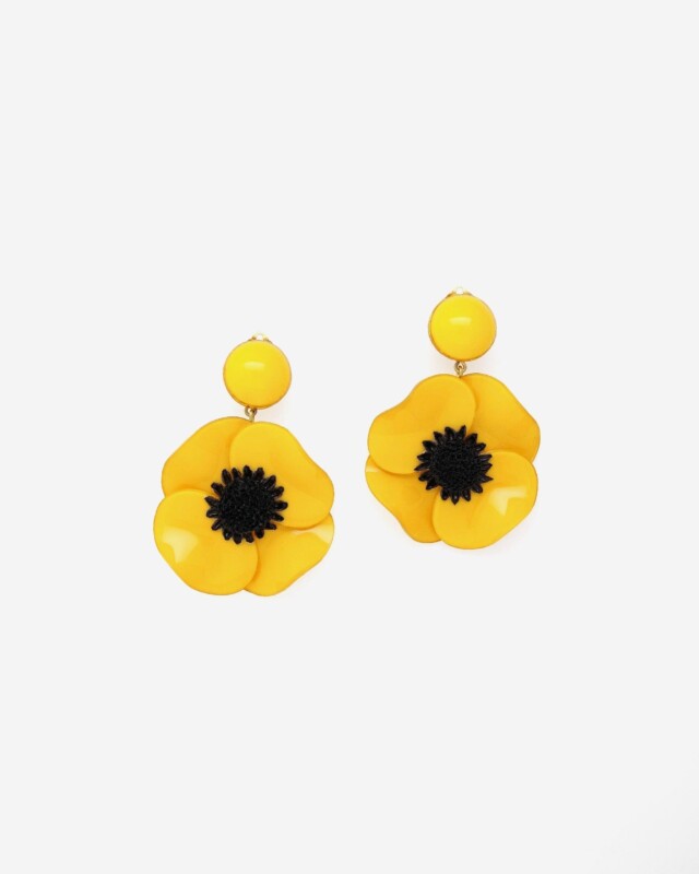 Ciléa Paris - Boucles d'oreilles pendantes Anémone - Grand – Tige (Oreilles percées) / Noir