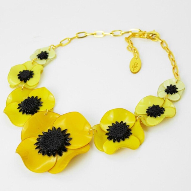Ciléa Paris - Collier enmaillé 7 fleurs Anémone - Grand – Violet