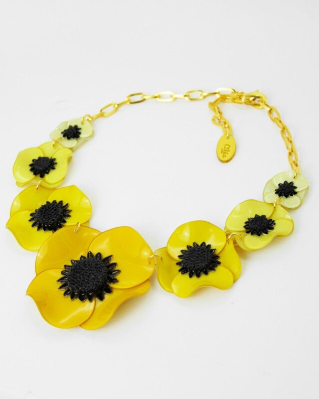 Ciléa Paris - Collier enmaillé 7 fleurs Anémone - Grand – Violet