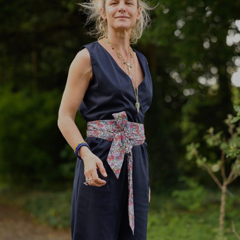Quintessence - Ceinture Anita — Coton herbier bleu-violet corailé
