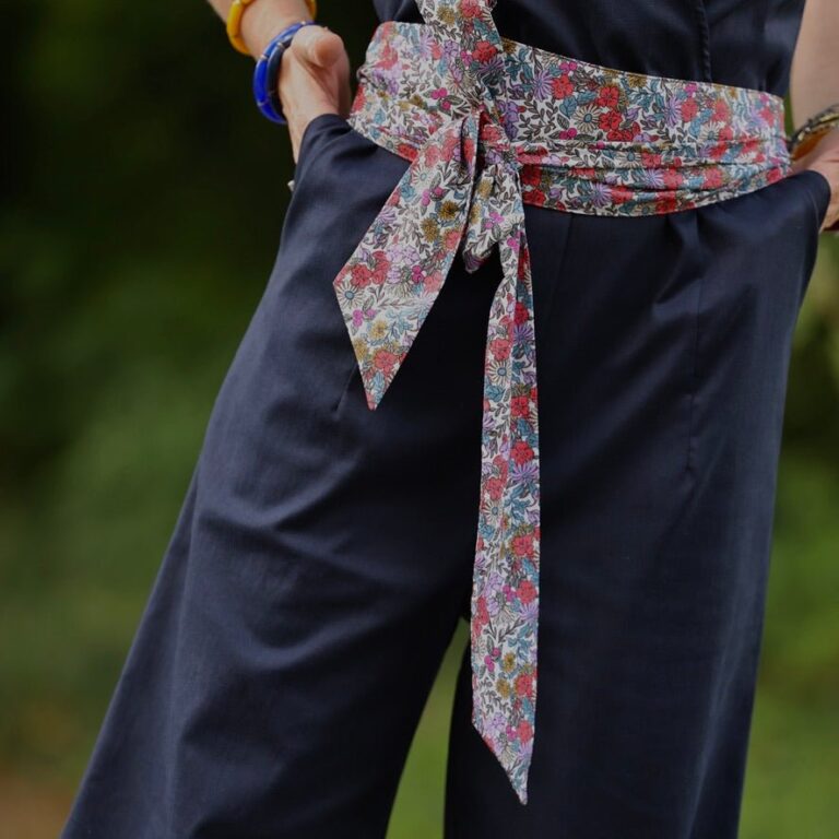 Quintessence - Ceinture Anita — Coton herbier bleu-violet corailé
