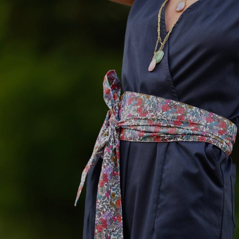 Quintessence - Ceinture Anita — Coton herbier bleu-violet corailé