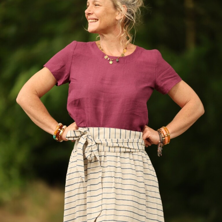 Quintessence - Ceinture Anita — Lin rayure marine