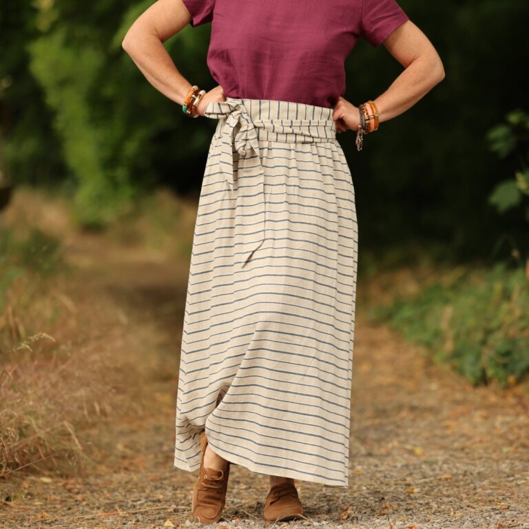 Quintessence - Ceinture Anita — Lin rayure marine
