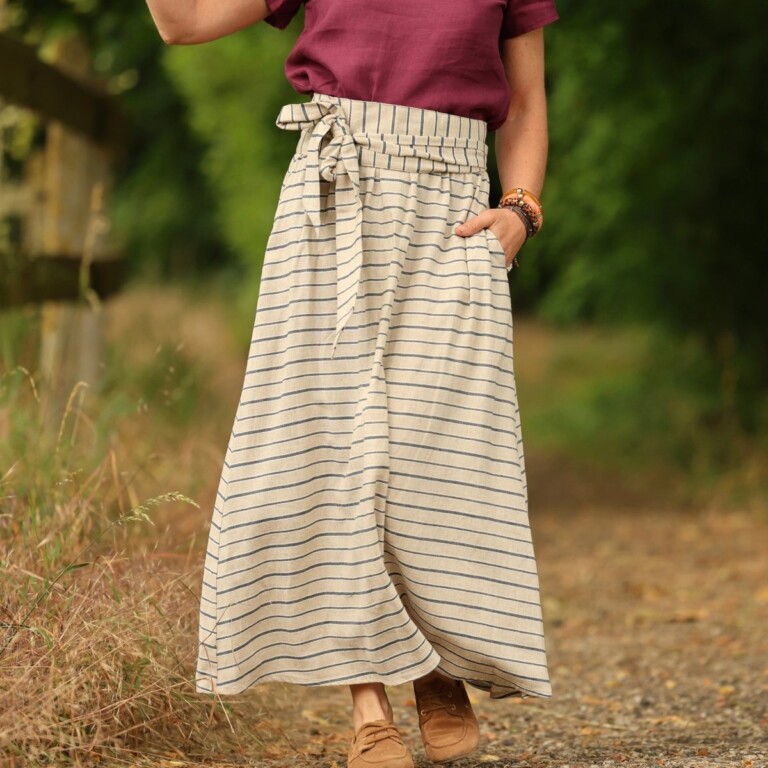 Quintessence - Ceinture Anita — Lin rayure marine