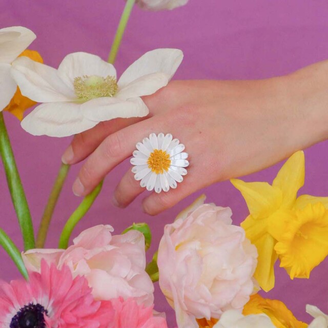 Ciléa Paris - Bague fleur Daisy – Blanc