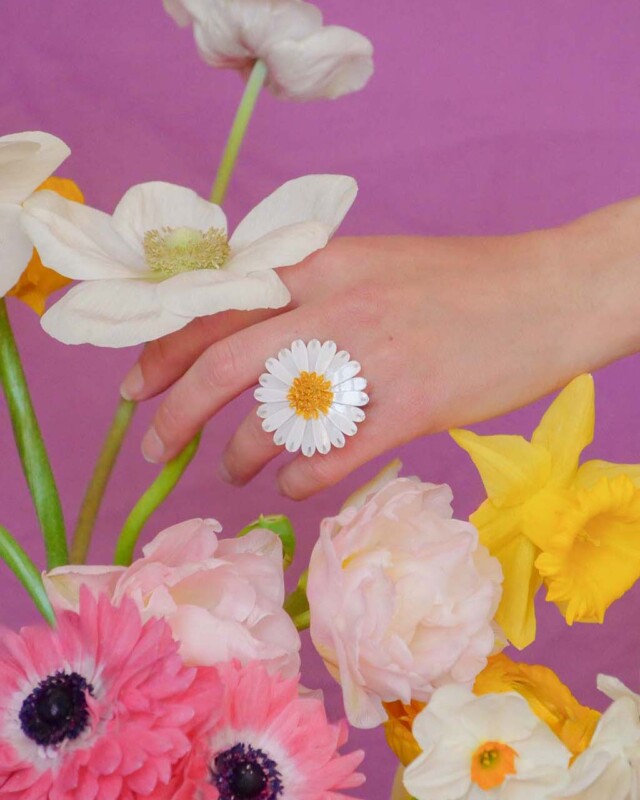 Ciléa Paris - Bague fleur Daisy – Blanc