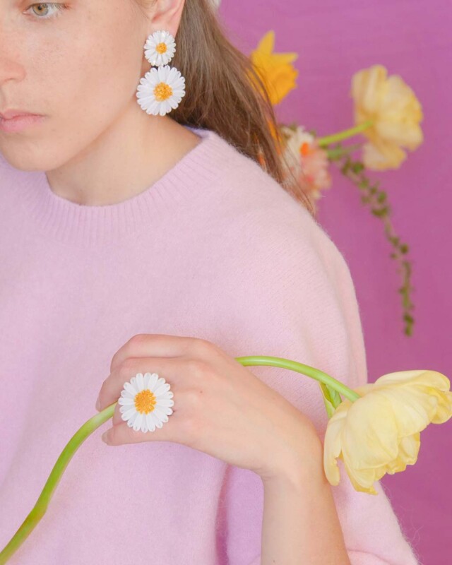 Ciléa Paris - Boucle d'oreille pendantes Daisy - Petit – Tige (Oreilles percées)