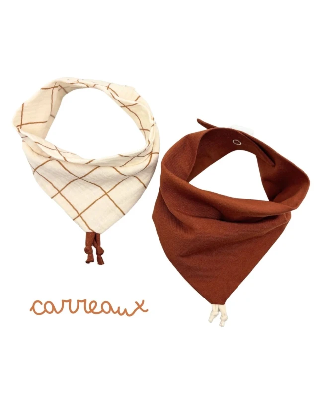 Petit Pote - Lot de 2 bavoirs bandana bébé – Taille unique / N&B