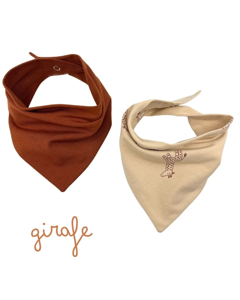 Petit Pote - Bavoirs bandana bébé - Lot de 2 – Taille unique / N&B