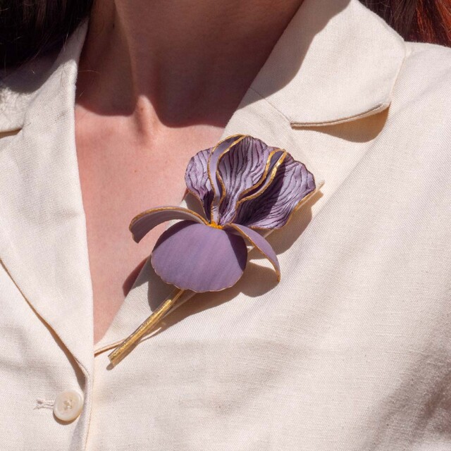 Ciléa Paris - Broche Iris - effet velours – Lavande