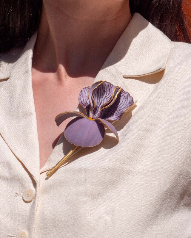 Ciléa Paris - Broche Iris - effet velours – Lavande