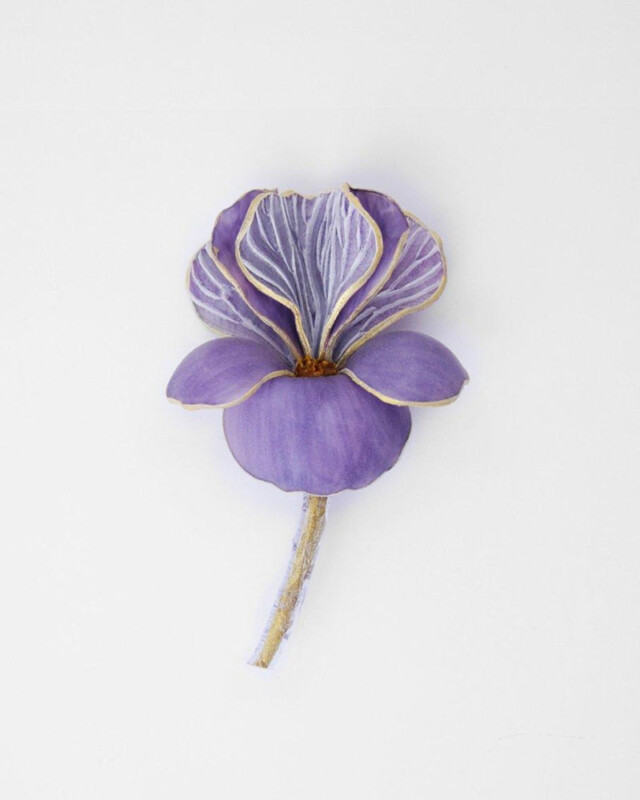 Ciléa Paris - Broche Iris - effet velours – Emeraude