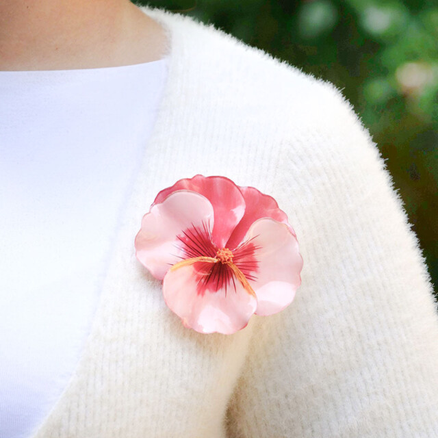 Ciléa Bijoux - Broche Pensée viola – Fuchsia