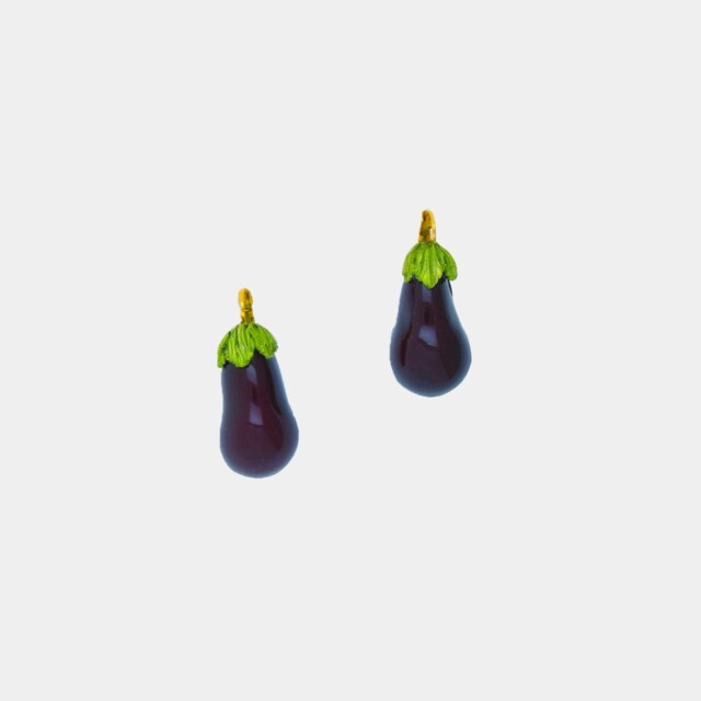 Ciléa Paris - Boucle d'oreille Aubergine Botanica – Fleur / Dormeuse (Oreilles percées)