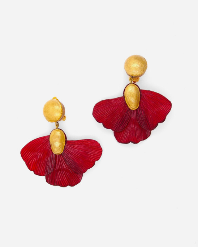 Ciléa Paris - Boucles d'oreilles pendantes Élise - Grand – Abricot / Tige (Oreilles percées)