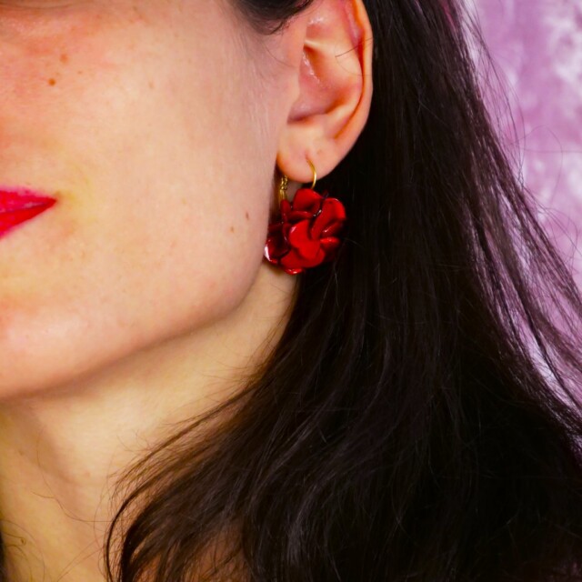 Ciléa Paris - Boucle d'oreille Géranium - Petit – Bleuet / Dormeuse (Oreilles percées)