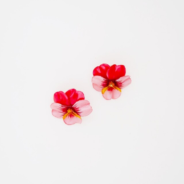 Ciléa Bijoux - Boucles d'oreilles Pensée viola - Petit – Rouge / Clips