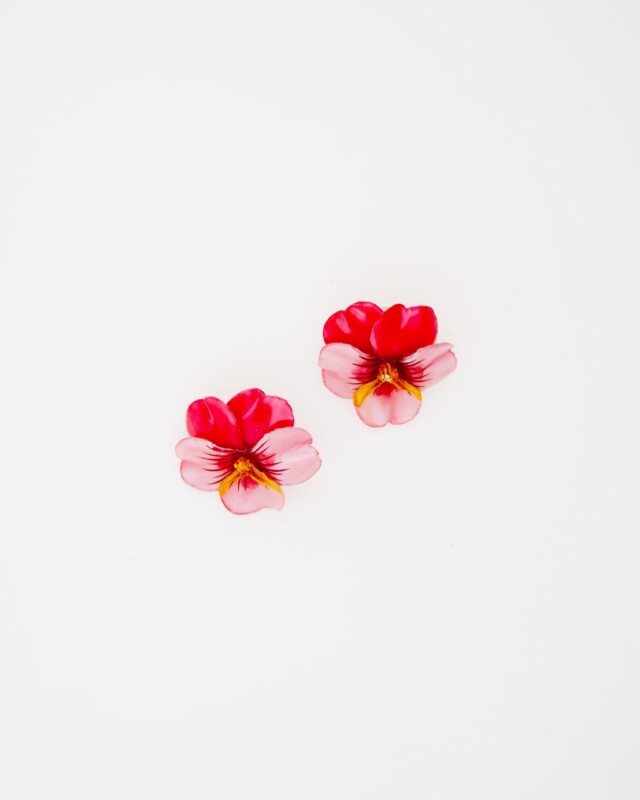 Ciléa Bijoux - Boucles d'oreilles Pensée viola - Petit – Rouge / Clips
