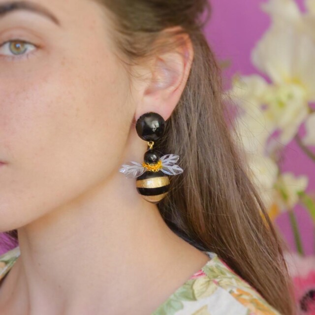 Ciléa Paris - Boucles d'oreilles pendantes Bourdon – Clip (oreilles non percées)
