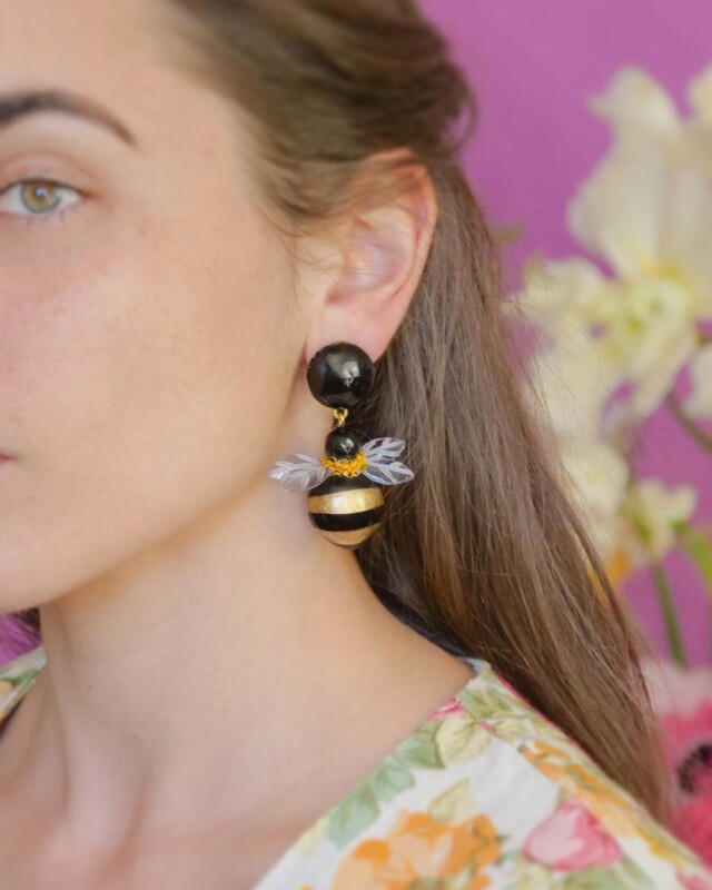 Ciléa Paris - Boucles d'oreilles pendantes Bourdon – Clip (oreilles non percées)