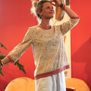 Quintessence - Blouse Constance — Coton brodé ficelle & bandes brodé terracotta