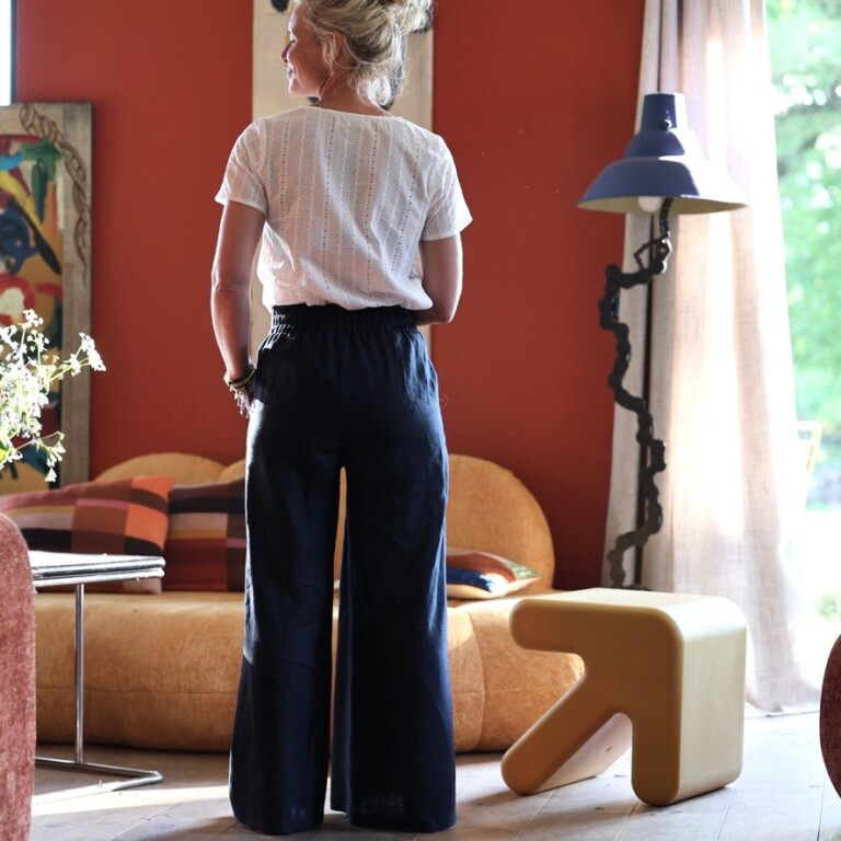 Quintessence - Blouse Emeline en broderie géométrique blanche – XXL