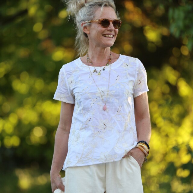 Quintessence - Blouse Emeline en broderie poétique ivoire – XXL