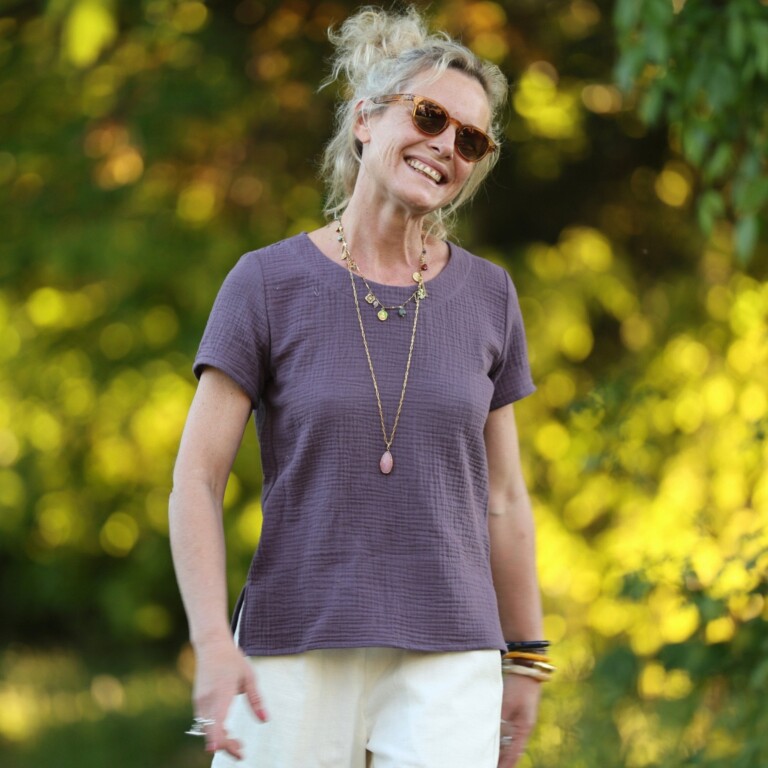 blouse emeline en double gaze coton aubergine 5485843 Quintessence - Blouse Emeline en double gaze coton aubergine – 3XL