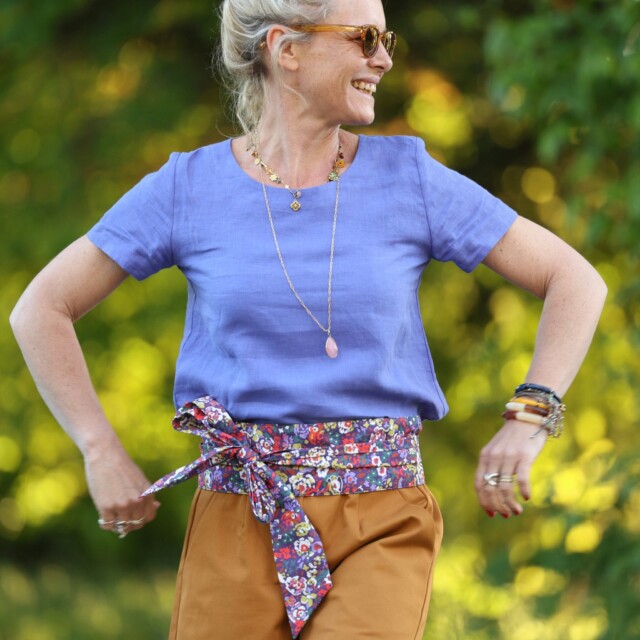 Quintessence - Blouse Emeline en lin bleu lavande – 3XL