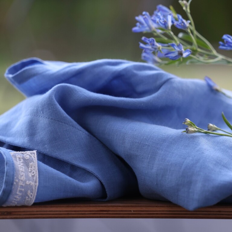 Quintessence - Blouse Emeline en lin bleu méditerranéen – 3XL