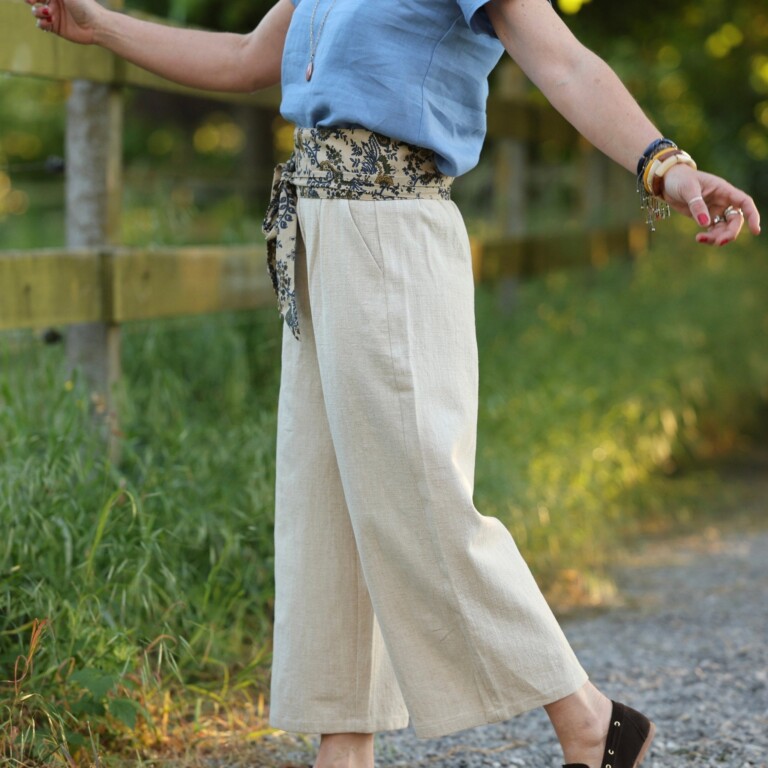Quintessence - Blouse Emeline en lin bleu méditerranéen – 3XL