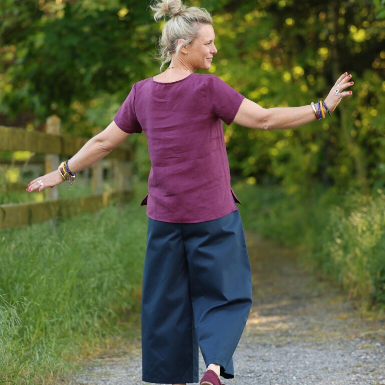 Quintessence - Blouse Emeline en lin lie-de-vin – XXL