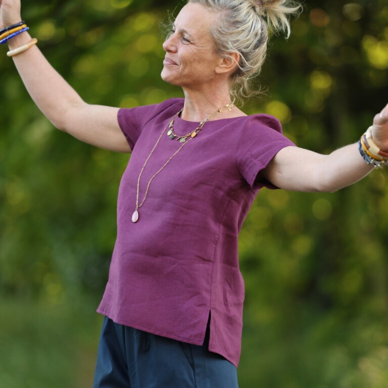 Quintessence - Blouse Emeline en lin lie-de-vin – XXL