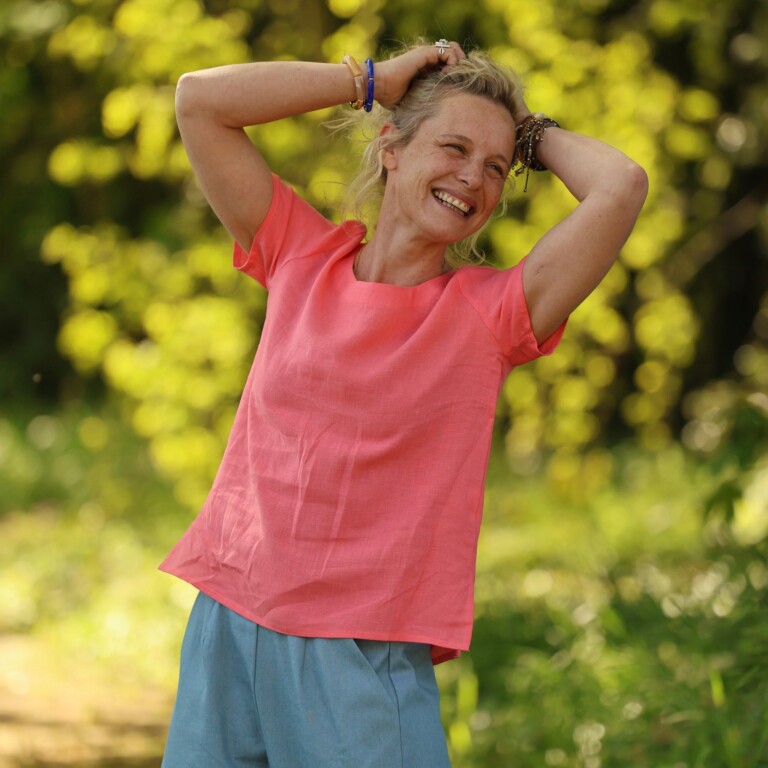 Quintessence - Blouse Emeline en lin rose corail – 3XL