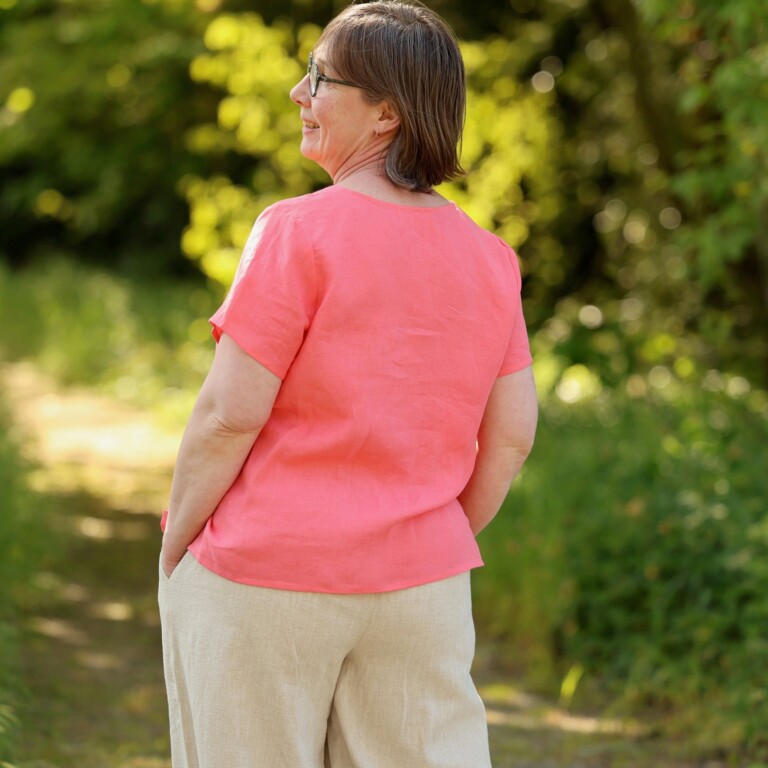 Quintessence - Blouse Emeline en lin rose corail – 3XL